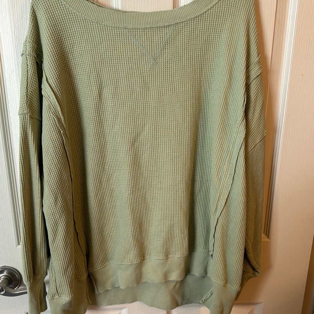 Olive Green Waffle Knit Sweater